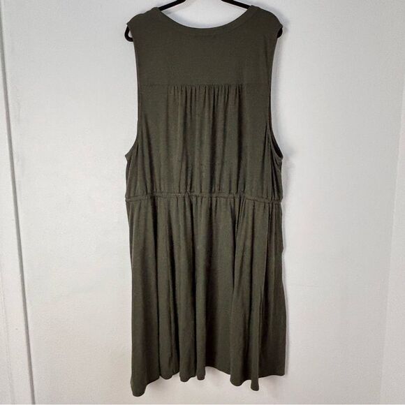 Torrid 5 Challis Zip-Front Knit Shirt Dress Olive Business Casual Comfort Layer - Picture 2 of 13